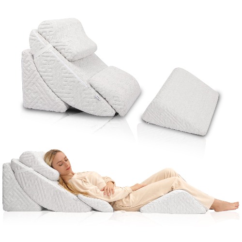 Betterhood 5pcs Orthopedic Bed Wedge Pillow Set, Adjustable Memory Foam Pillows, Post Surgery Foam for Back Support, Neck and Leg Pain Relief, Acid Reflux, Snoring for Sleeping, Sitting Pillow - 