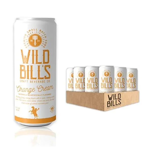 
                            Wild Bill's - Orange Cream, Classic Soda Pop, Pure Cane Sugar, NO High Fructose Corn Syrup, Caffeine Free, Gluten Free, Vegan (12 oz, 12-Pack)
                        