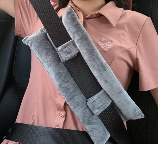 Seat Belt Pillow for Mastectomy Post-Surgery, Heart Surgery Recovery Support Cushion for Chest Chemo Port Pacemaker Bypass Hysterectomy Recovery Pillow - Grey