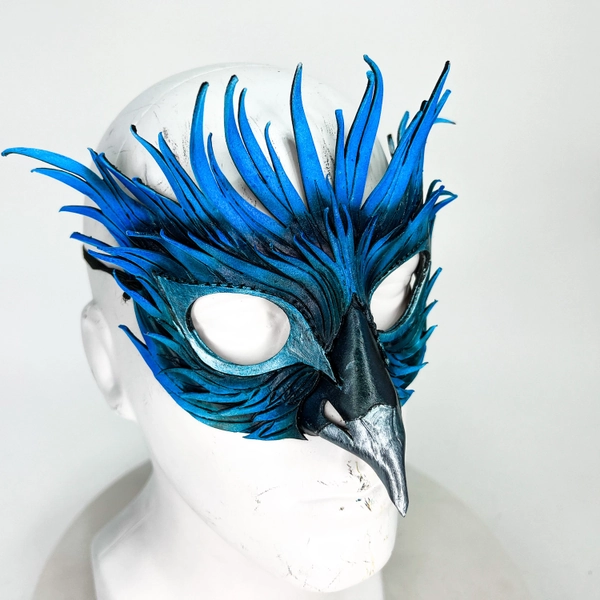 Blue Phoenix Mask made of Leather