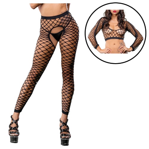Crotchless Black Fishnet Legging