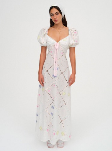 Andrea Embroidered Maxi Dress — White