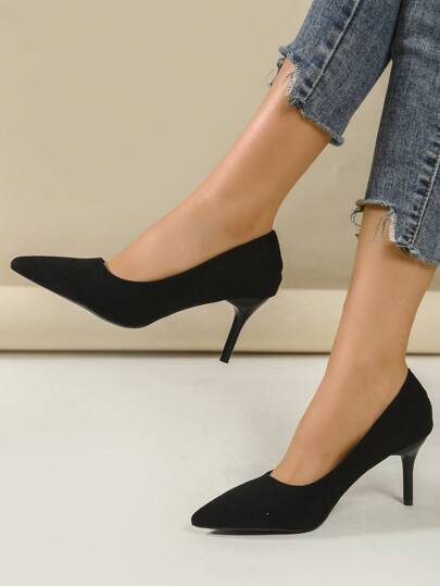 女性ファッションカジュアルアウトドア スティレットポインテッドトゥ ハイヒールパンプス、人工PU、春秋