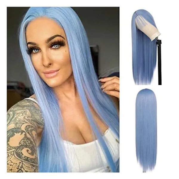 
                            Baicheng Hair Soft Blue Wig Long Straight Wig with Baby Hair Hot Blue Wig Natural Hairline Cheap Blue Wig Like Human Hair Full Machine Made Wig Glueless Heat Resistant 24INCHES
                        