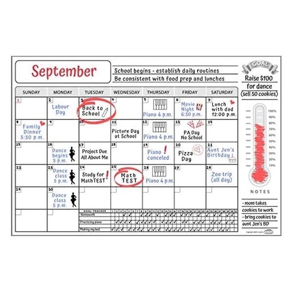 
                            Dry Erase Wall Calendar Monthly Planner 16 x 24 inch with Goal Thermometer & Daily Habit Tracker Laminated Erasable Undated Task Organizer for Whiteboard Home Office Classroom Board Room
                        