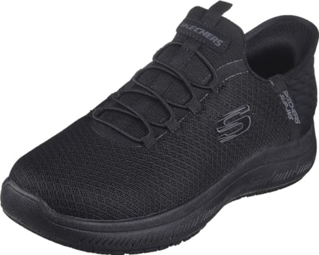 Skechers Women's Slip-Ins Summits - Enslee Slip Resistant Sneakers - 7.5 - Black
