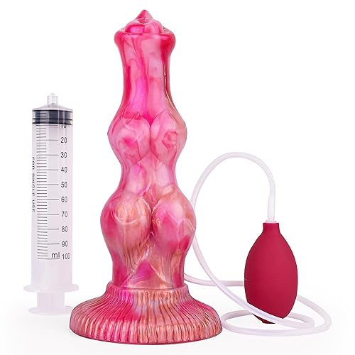 Realistic Squirting Dildo 10inch Big Thick Dildos with Knot, Long Pink Silicone Dog Dildo with Suction Cup Dragon Dildo Plug Toys for Women Men and Couples Strap On - Classic