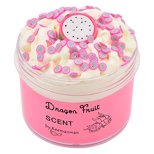 Keemanman Dragon Fruit Butter Fluffy Slime, Scented DIY Slime Supplies Kit for Girls and Boys, Stress Relief Toy for Kids Education, Party Favor, Gift and Birthday (7oz) - Dragon Fruit
