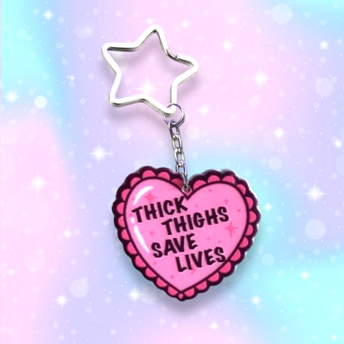 Thick Thighs Save Lives keychain, Body Positivity, Strange Dollz Boudoir