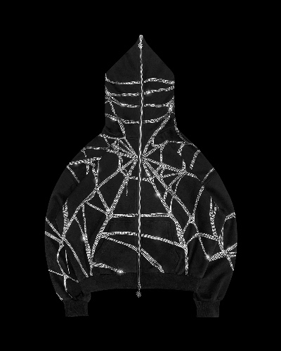 POISON RHINESTONE ZIP HOODIE BLACK WIDOW | XS