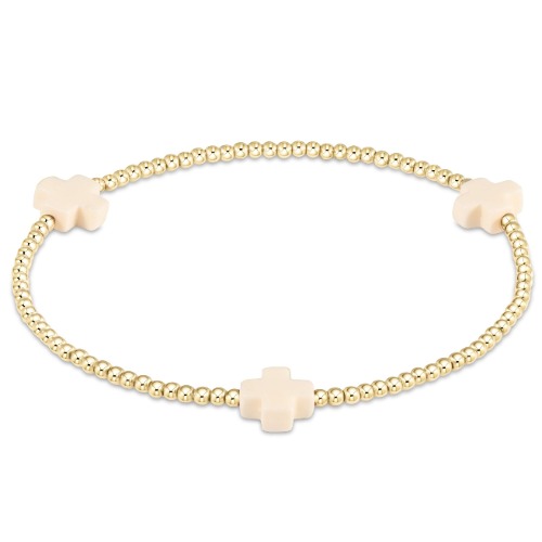 Signature Cross Gold Pattern 2mm Bead Bracelet | off-white