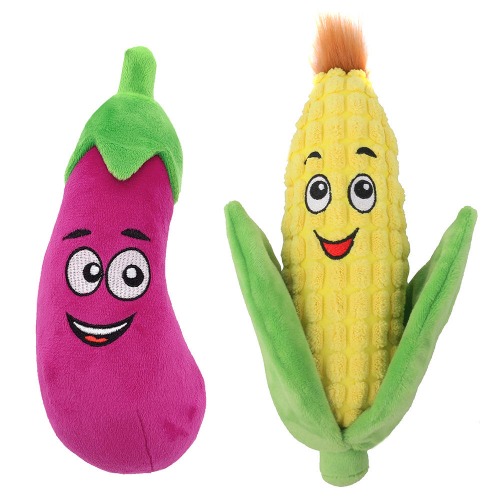 Interactive Squeaky Plush Dog Toys - Eggplant
