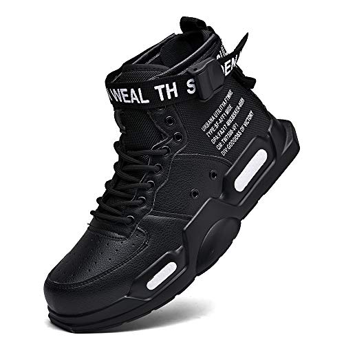 XIDISO Fashion Mens Women Sneakers High Top Walking Shoes Sport Athletic Casual Shoe for Men - 13 Women/11 Men - Black High Top