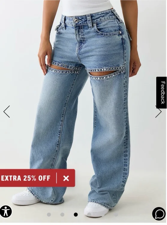 

BOBBI CRYSTAL CUTOUT BIG T BAGGY JEAN - BLUE CRYSTAL | True Religion


