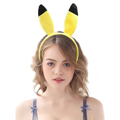 HODRME Yellow Cartoon Ears Headband-Halloween Christmas Festival Theme Party Anime Cosplay Costume Headbands - Yellow Cartoon