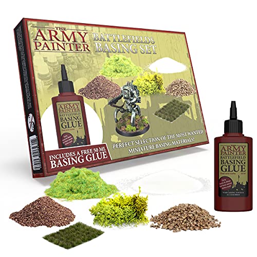 The Army Painter Battlefields Basing Set - Static Grass for Miniature Terrain Basing set - Static Grass & Free Basing Glue, Woodland Scenic Static Grass, Scenery Flocks - Master Quality Game Miniature