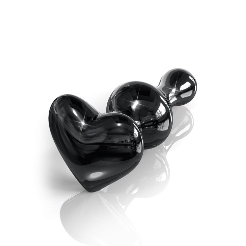 Icicles No 74 Black Heart Glass Butt Plug - Black