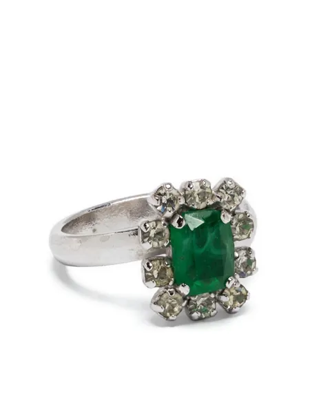 1970s crystal-embellished emerald ring