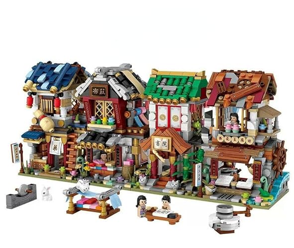 xinchen721 LOZ Mini Blocks Kids Building Bricks Toys Teens Puzzle Chinses Chinatown Store Model(no Box) (1733-1736(4pc/Set)) - 1733-1736(4pc/set)