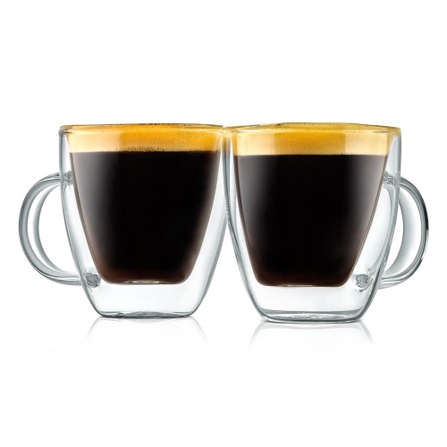 2 Pcs. Of Clear Glass Coffee Mug - Elegant Clear Glasses With Convenient Handles, For Hot And Cold Drinks