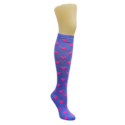 Heart Patterned Knee High Socks from the Sock Panda (Knee High) - Purple / Adult Medium