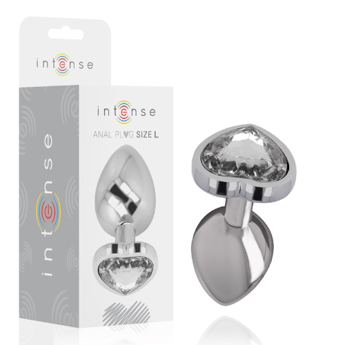 INTENSE - METAL ALUMINUM ANAL PLUG HEART WHITE SIZE L
