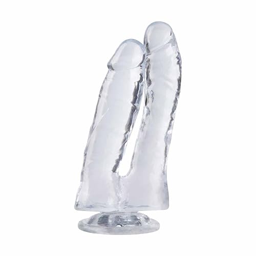 Lifelike Lover Luxe Double Ended Realistic Dildo - Huge Silicone Dildo with Strong Suction Cup - Transparent - 6.9“*1.4” ransparent