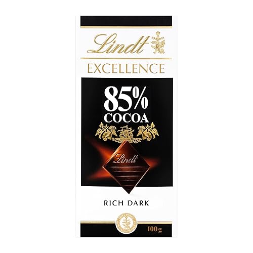 Lindt Excellence Dark 85% Cocoa Chocolate Bar, 100g - 85% - Excellence percentages