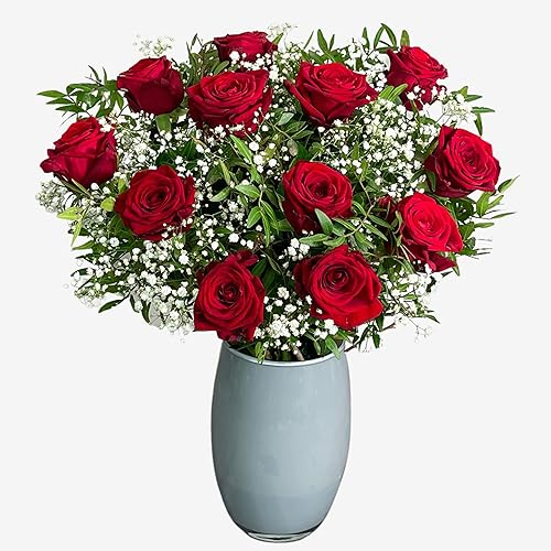 Dozen Red Roses - Hand-Tied Fresh Flower Bouquet - Perfect for Mother's Day, Birthdays, Anniversaries, and Special Occasions - Standard