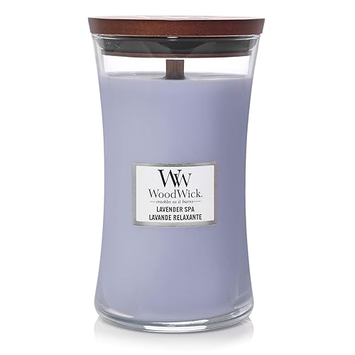 WoodWick Large Hourglass Scented Candle | Lavender Spa | with Crackling Wick | Burn Time: up to 130 Hours - LARGE HOURGLASS - Lavender Spa