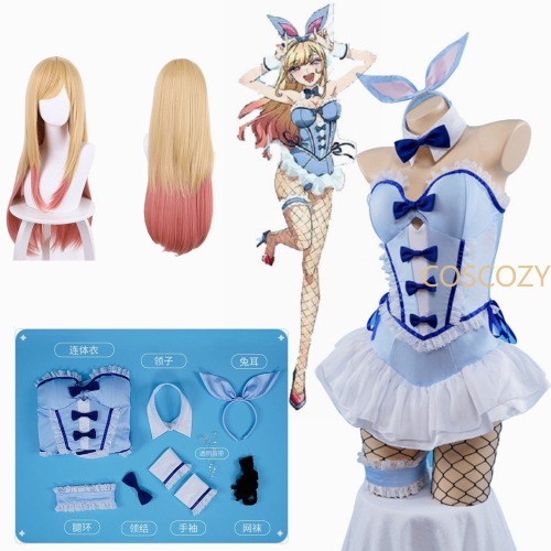 Kitagawa Marin Cosplay Blue Bunny Girl + wig (Coscozy store)
