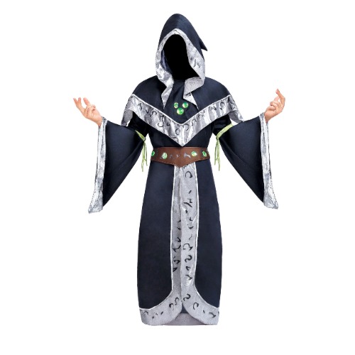 Spooktacular Creations Mysterious Dark Wizard Medieval Wizard with Glowing Arm Strings Halloween Costumes for Men