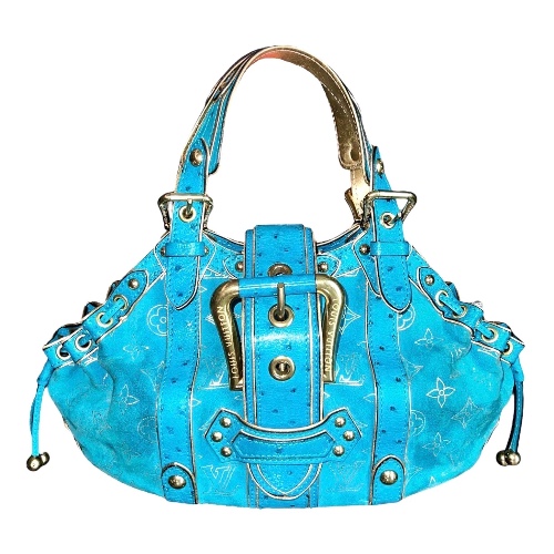 LOUIS VUITTON Limited Edition - Turquoise Exotic Ostrich Suede Monogram Logo Bag For Sale at 1stDibs | louis vuitton turquoise bag