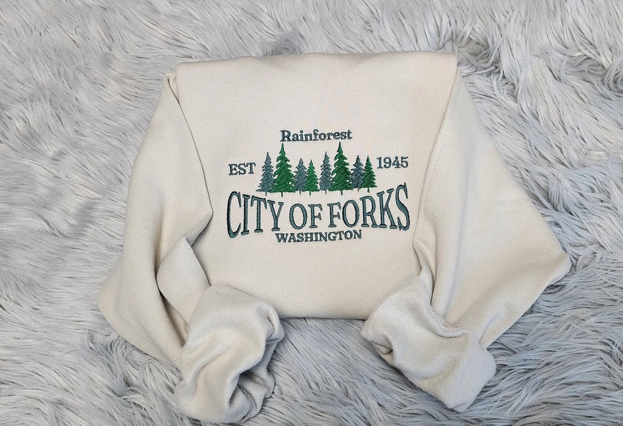 Embroidered City Of Forks Sweatshirt - City Of Forks Washington Unisex Sweatshirt great for men and women Sweatshirt or Hooded Sweatshirt
