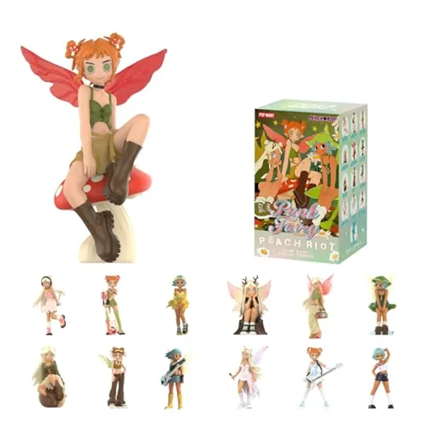 POP MART Peach Riot Punk Fairy Series Figures, Peach Riot Blind Box Figures, Random Design Action Figures Collectible Toys Home Decorations, Holiday Birthday Gifts for Girls and Boys, Single Box