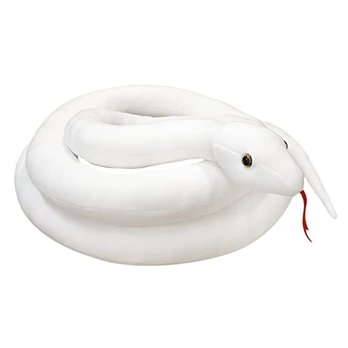 Clobeau Realistic Animal Stuff Snake, 78 Inch Long Stuffed Animal Plush Snake, Lifelike Snake Stuffed Animals Plush Toy Stuffed Snake Animal Plush Toy Large Snake Plush Toy Gifts for Kids (White) - White