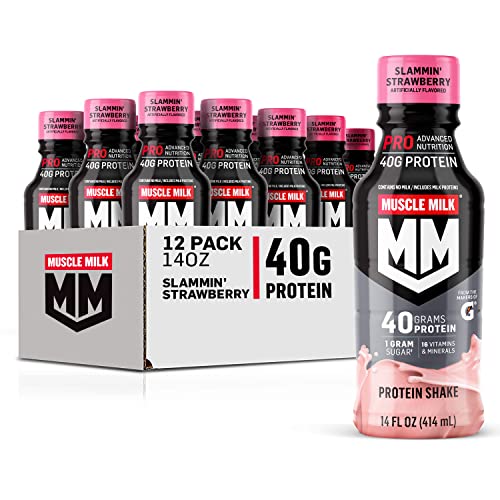 Muscle Milk Pro Series Protein Shake, Slammin' Strawberry, 40g Protein, 14 Fl Oz, 12 Pack - Strawberry