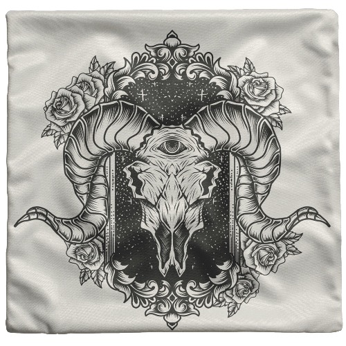 "Ram Skull" Throw Pillow - 16x16 / Zip Cover Only