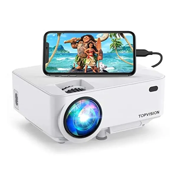 Mini Projector, Top vision 5500LUX Outdoor Movie Projector, Full HD 1080P Supported Portable Bluetooth Projector, Compatible with Fire Stick,HDMI,VGA,USB,AV,Laptop,PS4