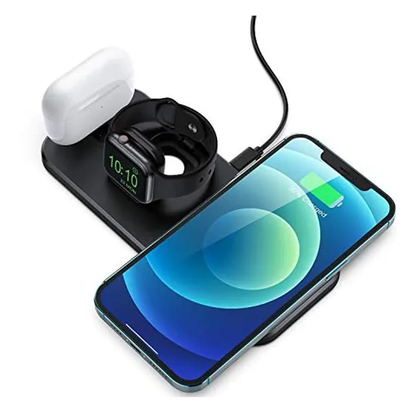 
                            Sixmas Wireless Charger, 3 in 1 Wireless Charging Station for iPhone Apple Watch AirPods Pro, Charging Dock for iWatch SE 6 5 4 3 2 1, Fast Wireless Charger for iPhone 12 Pro Max 12 Mini SE New 11
                        