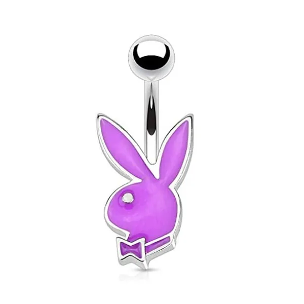 
                            Forbidden Body Jewelry Playboy Bunny Belly Button Rings Surgical Steel Glossed Belly Rings 16G 8mm (Choose Color)
                        