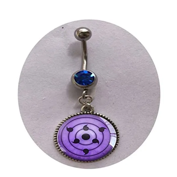 
                            Bohemian Style Long Chain Necklace Rinnegan Eyes Naruto Pendant Glass Dome Belly Ring -Religious Jewelry
                        