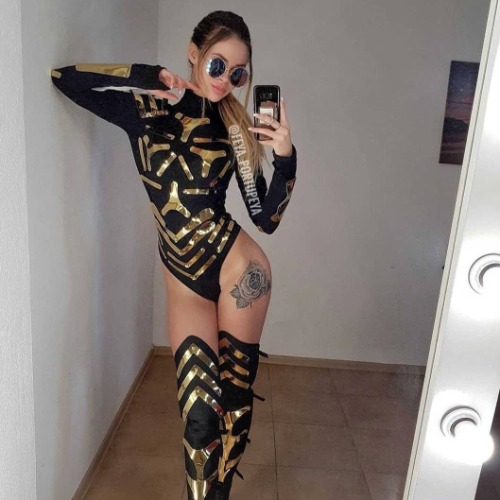 Original Dance Costume set: Performance Bodysuit & Leg Covers - M