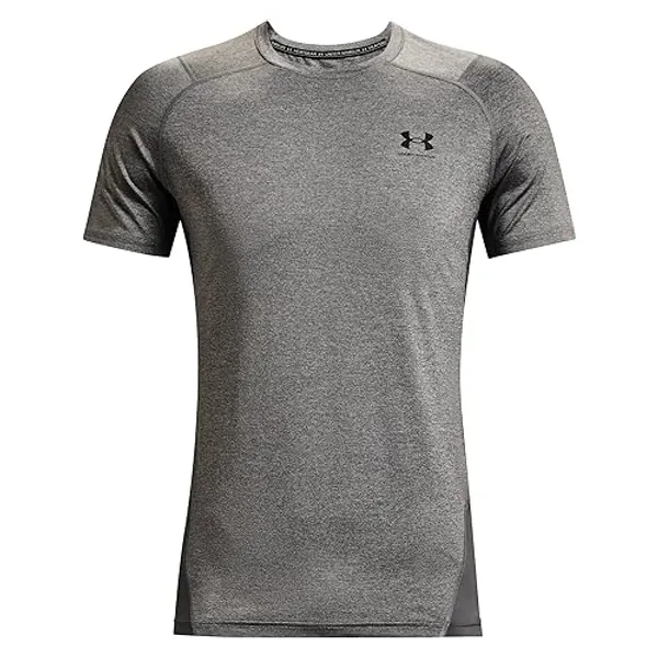 Under Armour Herren Ua Hg Armour Fitted Ss leichtes Funktionsshirt, atmungsaktives und schnell trocknendes Kompressions-Top (1er Pack) - M - Carbon Heather / Black