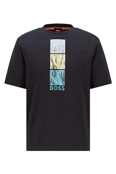 BOSS Kurzarm T-Shirt TETRUE 1 Rundhals Kaktus-Print weiß - L - Black1