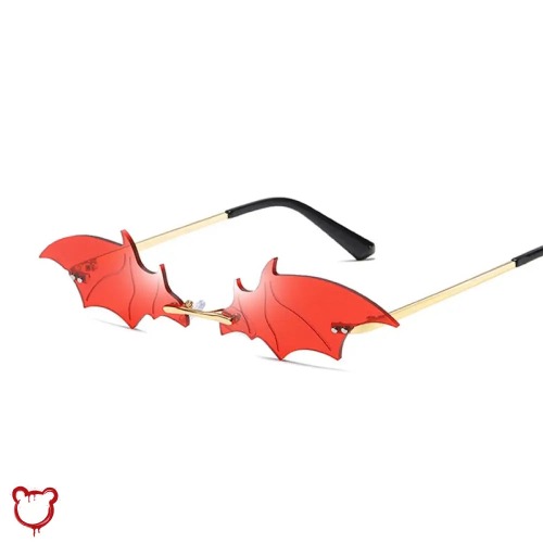 Gothic Bat Sunglasses - Gold Red