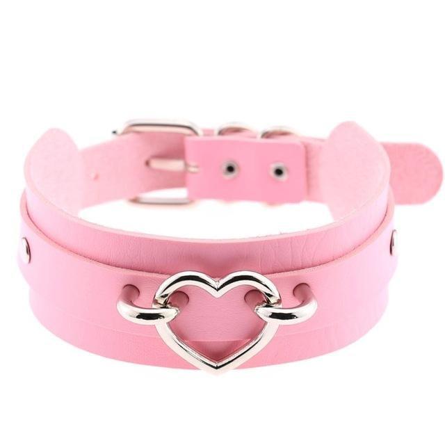 Vegan Heart Collar - Pink