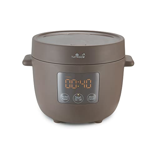 Yum Asia Tsuki Mini cuiseur à riz avec bol en céramique Shinsei (2,5 tasses, 0,45 litre) 5 fonctions de cuisson du riz, 2 fonctions multicuiseur, affichage LED caché, 220-240V (Pebble Grey) - Pebble Grey