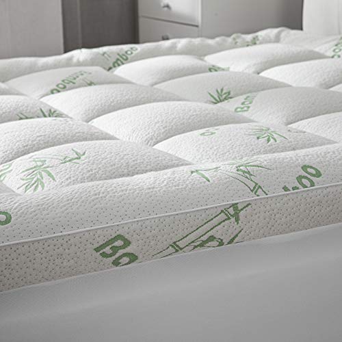 Bamboo Mattress Topper California King Size with 8-21" Deep Pocket Mattress Pad for Back Pain Pillow Top Mattress Cooling Cover Quilted Mattress Protector with1200 GSM Down Alternative Fill (72x84) - California King (72x84 inch) - Mattress Topper