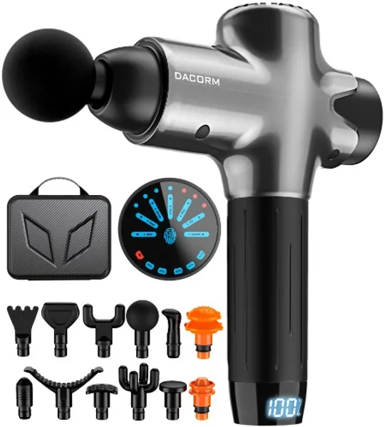 Massage Gun - Percussion Muscle Massage Gun for Athletes, Super Quiet Portable Electric Sport Massager, Handheld Deep Tissue Massager of Y8 Pro Max (Gray) - Gray